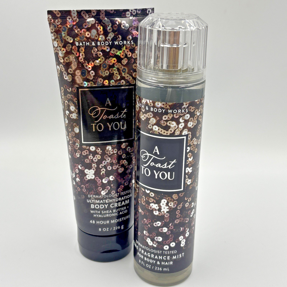 2 Piece Bath and Body Works A TOAST TO YOU Fine Fragrance Mist + Body Cream